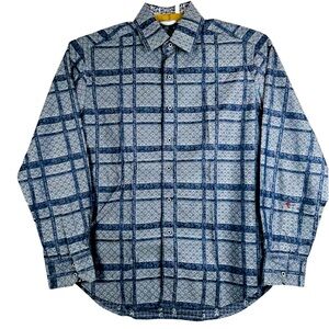 Robert Graham Men's Classic Fit Front Button Down Flip Cuffs Shirt Gray Size L